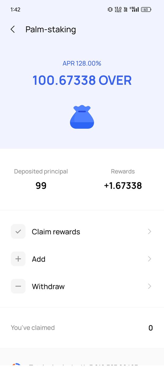ishu0445's tweet photo. I did palm staking about  99 $OVER and ready to go moon #OverProtocol #OverAirdrop  
0x798db95fA57D50B41cEed1201Ba9A8d7c0E815D1 https://t.co/QDZK3n18uj