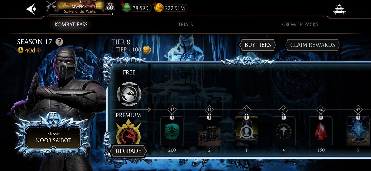 ManWithNoGame45's tweet photo. @MKMobileGame 2 copies of Kameo Klassic Noob Saibot in the Premium track of Season 17 #KombatPass 🤔 Team Death Mark is quite useful to have on tap as will be Team Regen, assuming Kraken Reptile’s KP also features a couple copies of his Kameo!#MKMobile https://t.co/nkjjSWAlkD