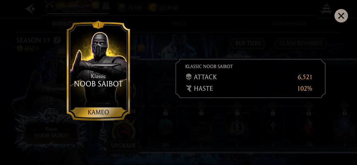 ManWithNoGame45's tweet photo. @MKMobileGame 2 copies of Kameo Klassic Noob Saibot in the Premium track of Season 17 #KombatPass 🤔 Team Death Mark is quite useful to have on tap as will be Team Regen, assuming Kraken Reptile’s KP also features a couple copies of his Kameo!#MKMobile https://t.co/nkjjSWAlkD