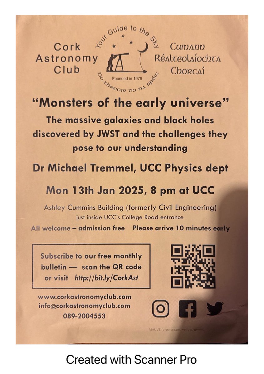 Cork Astronomy Club (@corkastronomy) on Twitter photo Hi all, Here is all the details about are January public lecture. Don’t worry we will post more reminders after Christmas 🎅. Hi all, Here is all the details about are January public lecture. Don’t worry we will post more reminders after Christmas 🎅.