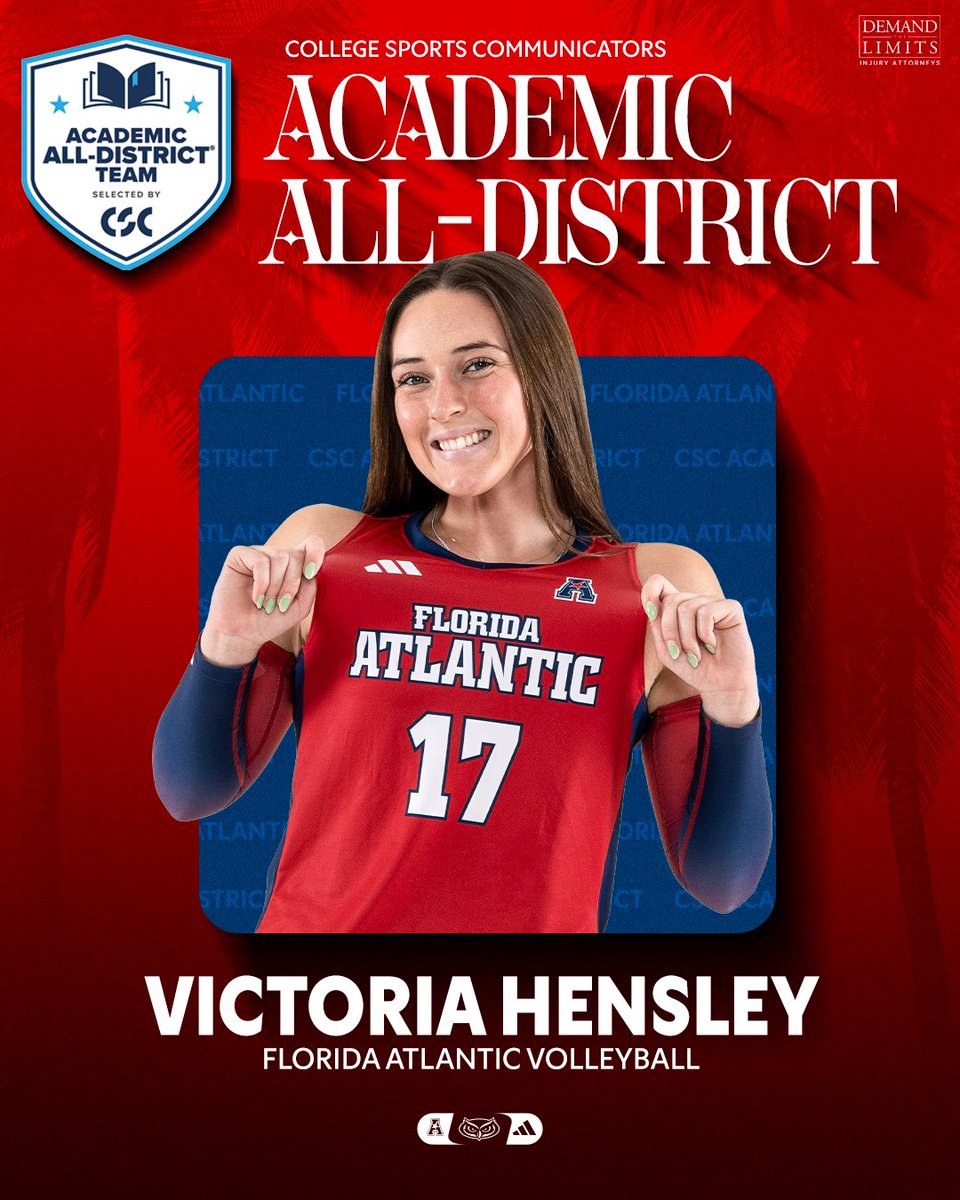 Florida Atlantic Volleyball (@fauvolleyball) on Twitter photo ๐๐๐ ๐๐๐๐๐๐ฆ๐ข๐ ๐๐ฅ๐ฅ-๐๐ข๐ฌ๐ญ๐ซ๐ข๐๐ญ
Congrats to <a href="/vhensley2022/">Victoria Hensley</a> for being recognized on the <a href="/CollSportsComm/">College Sports Communicators</a> Academic All-District team!
#WinningInParadise ๐๐๐ ๐๐๐๐๐๐ฆ๐ข๐ ๐๐ฅ๐ฅ-๐๐ข๐ฌ๐ญ๐ซ๐ข๐๐ญ
Congrats to <a href="/vhensley2022/">Victoria Hensley</a> for being recognized on the <a href="/CollSportsComm/">College Sports Communicators</a> Academic All-District team!
#WinningInParadise