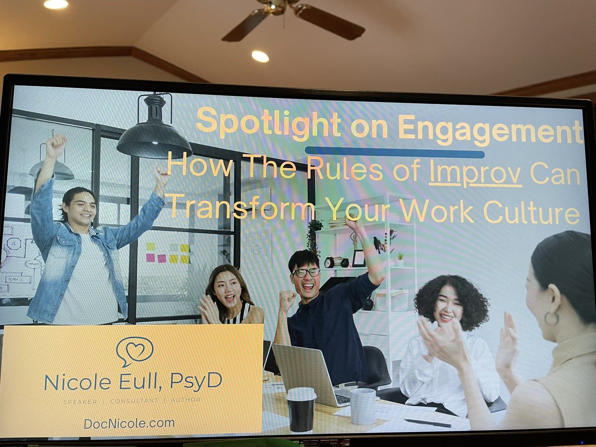 nicoleeullpsyd's tweet photo. I launched a new Keynote today with @HingeHealth . Thanks to Monica Hunt for the opportunity to present virtually to your team. Today’s talk was “How the Rules of Improv Can Transform Your Work Culture”. It’s amazing what you can accomplish with a willing audience and a chat box. https://t.co/newE5fIhGt