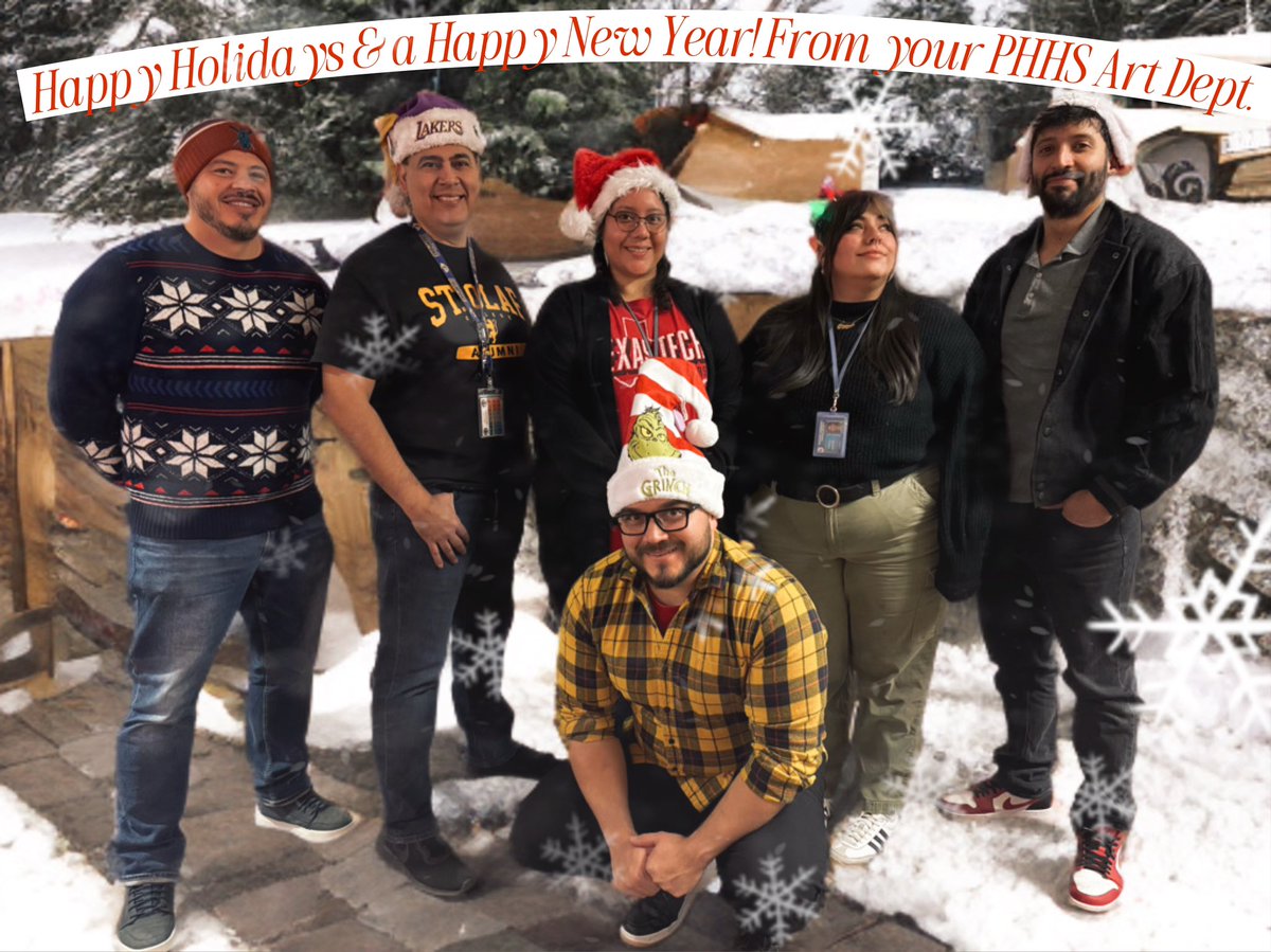 Bianca Sanchez (@bee_sanchezart) on Twitter photo Happy Holidays from your PHHS Art Dept!!🎅🏻🎄⭐️❤️ <a href="/PHills_HS/">Pebble Hills High School</a> <a href="/SISD_FineArts/">SISD Fine Arts</a> <a href="/SocorroISD/">Socorro ISD</a> <a href="/MGardner_PHHS/">Melissa Gardner</a> <a href="/julian_creates/">julian_vidales_creates</a> <a href="/iortega_PHHS/">Ivan Ortega</a> <a href="/Millan_PHHS/">V. Andrea Millan</a> <a href="/AVillegas_PHHS/">Arturo Villegas</a> Happy Holidays from your PHHS Art Dept!!🎅🏻🎄⭐️❤️ <a href="/PHills_HS/">Pebble Hills High School</a> <a href="/SISD_FineArts/">SISD Fine Arts</a> <a href="/SocorroISD/">Socorro ISD</a> <a href="/MGardner_PHHS/">Melissa Gardner</a> <a href="/julian_creates/">julian_vidales_creates</a> <a href="/iortega_PHHS/">Ivan Ortega</a> <a href="/Millan_PHHS/">V. Andrea Millan</a> <a href="/AVillegas_PHHS/">Arturo Villegas</a>