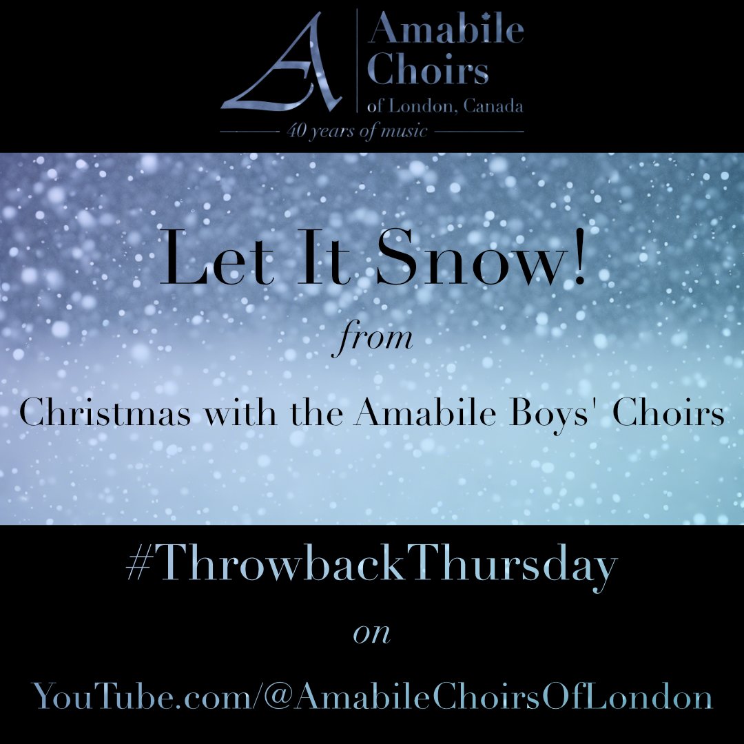 It's #ThrowbackThursday! And we're celebrating the last Thursday before Christmas with this recording of "Let It Snow!" sung by the Amabile Youth Singers TB.

youtube.com/watch?v=9p7G6W…