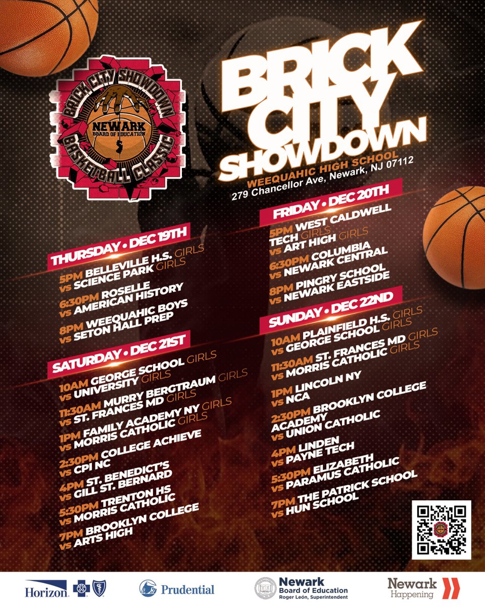 🏀 Get ready for the Brick City Showdown Basketball Classic, beginning today through 12/22 at Weequahic HS! GNCVB is proud to sponsor year ✌🏾of the event, showcasing incredible matchups and community spirit! bit.ly/4gJra8W #NewarkHappening #BrickCityShowdown