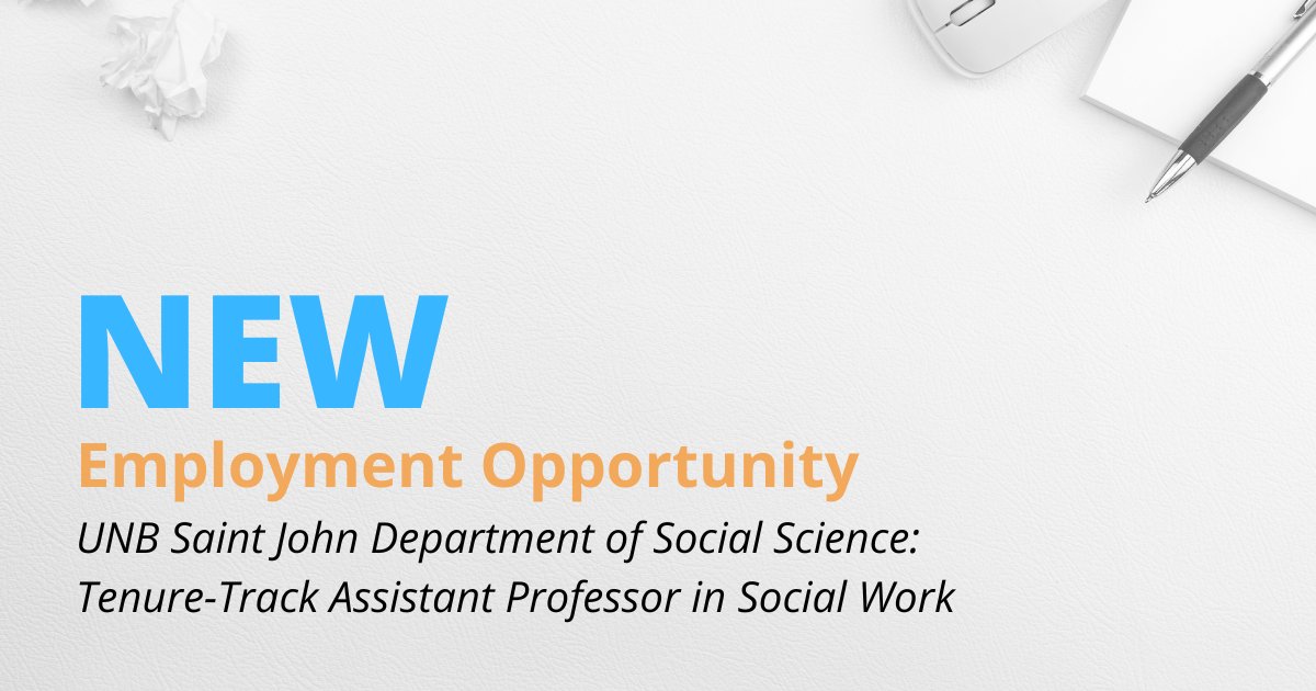 Calling social workers searching for a new employment opportunity 📣

The University of New Brunswick’s Department of Social Science in Saint John is looking for a social worker to join their team!

Interested? Visit nbasw-atsnb.ca/our-members/em… for more details.