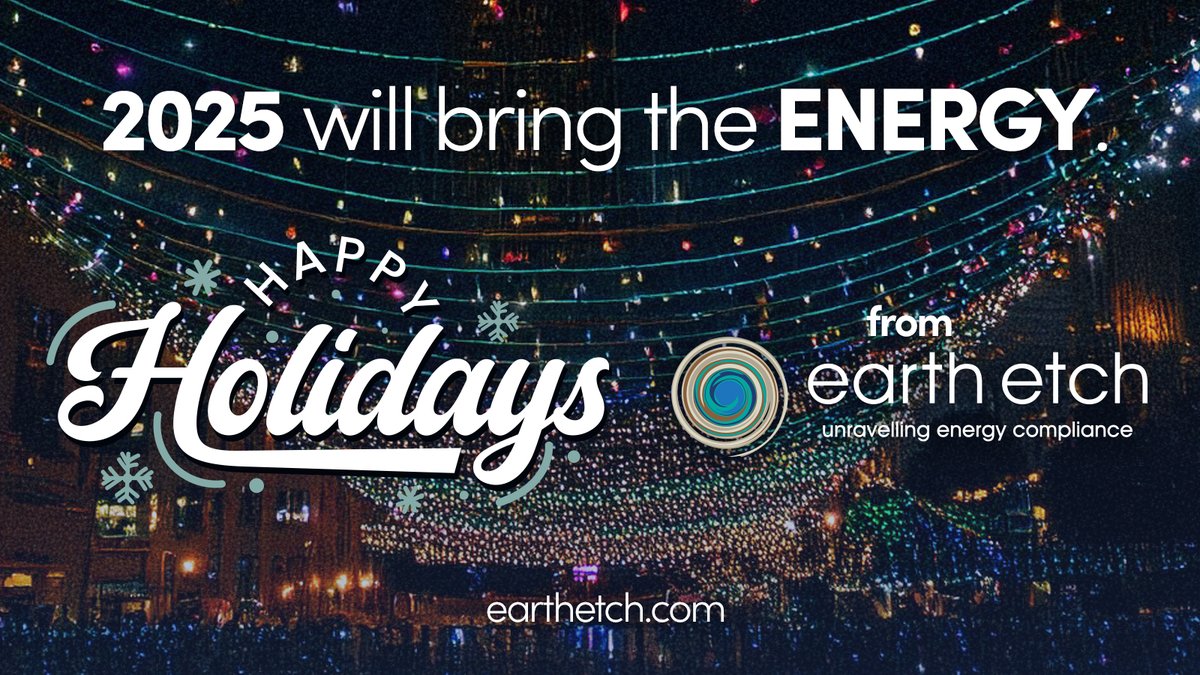 EarthEtch's tweet photo. Earth Etch wishes you happy holidays and a happy new year. 2025 will be electric.  #energy #retailenergy #compliance #regulatory #earthetch https://t.co/JndVhA1Uh0