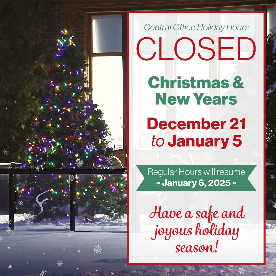 Fort Vermilion School Division Central Office will be closed for the Winter Break (Dec 21 - Jan 5). Regular office hours will resume on Monday, January 6, 2025. ☃️🎄

Have a safe and joyous holiday season!
