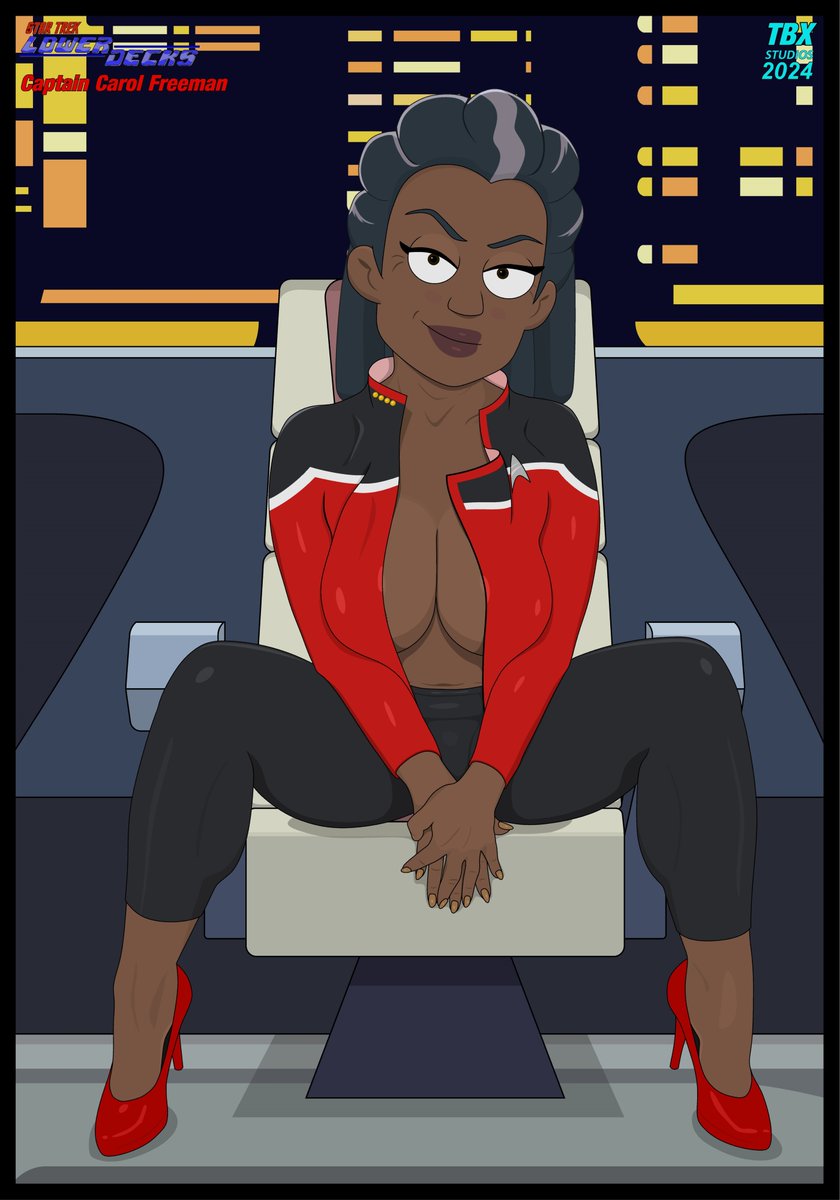 thunderbirdxart's tweet photo. It's no wonder Alonzo missed her and called her every day.  I would, too.  Wouldn't you?  😍🤎🍒

#startreklowerdecks #lowerdecks #carolfreeman #captainfreeman https://t.co/Viy3fbOrUY