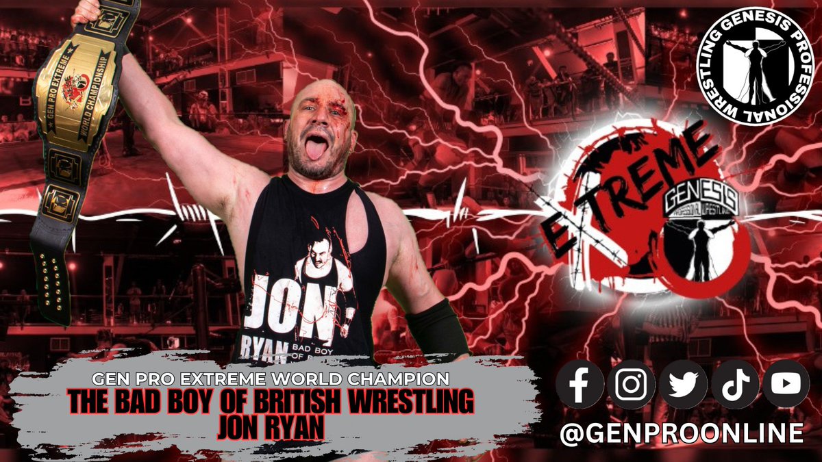 GenProOnline's tweet image. The FIRST EVER Gen Pro EXTREME World Champion is The Bad Boy of British Wrestling Jon Ryan.
Hit the link to see how it happened
youtu.be/gBhhmnqriI8

Congratulations to the champ!

#extremewrestling #genpro #prowrestling #hardcorewrestling #KENT #uk