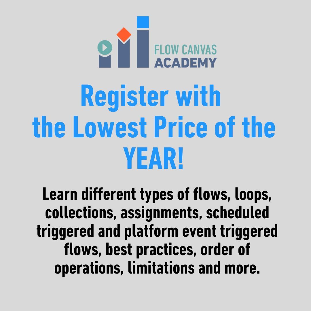 enginutkan's tweet image. 🔥 The Flow Canvas Academy LIVE Flow Bootcamp is STILL ON SALE!

The next cohort starts January 8 💥

Don’t miss out on this opportunity! 
flow-canvas.com/live-complete-… 

#Salesforce #Education #SalesforceAdmin #Trailblazer #SalesforceDeveloper #Learning #Innovation #AI
