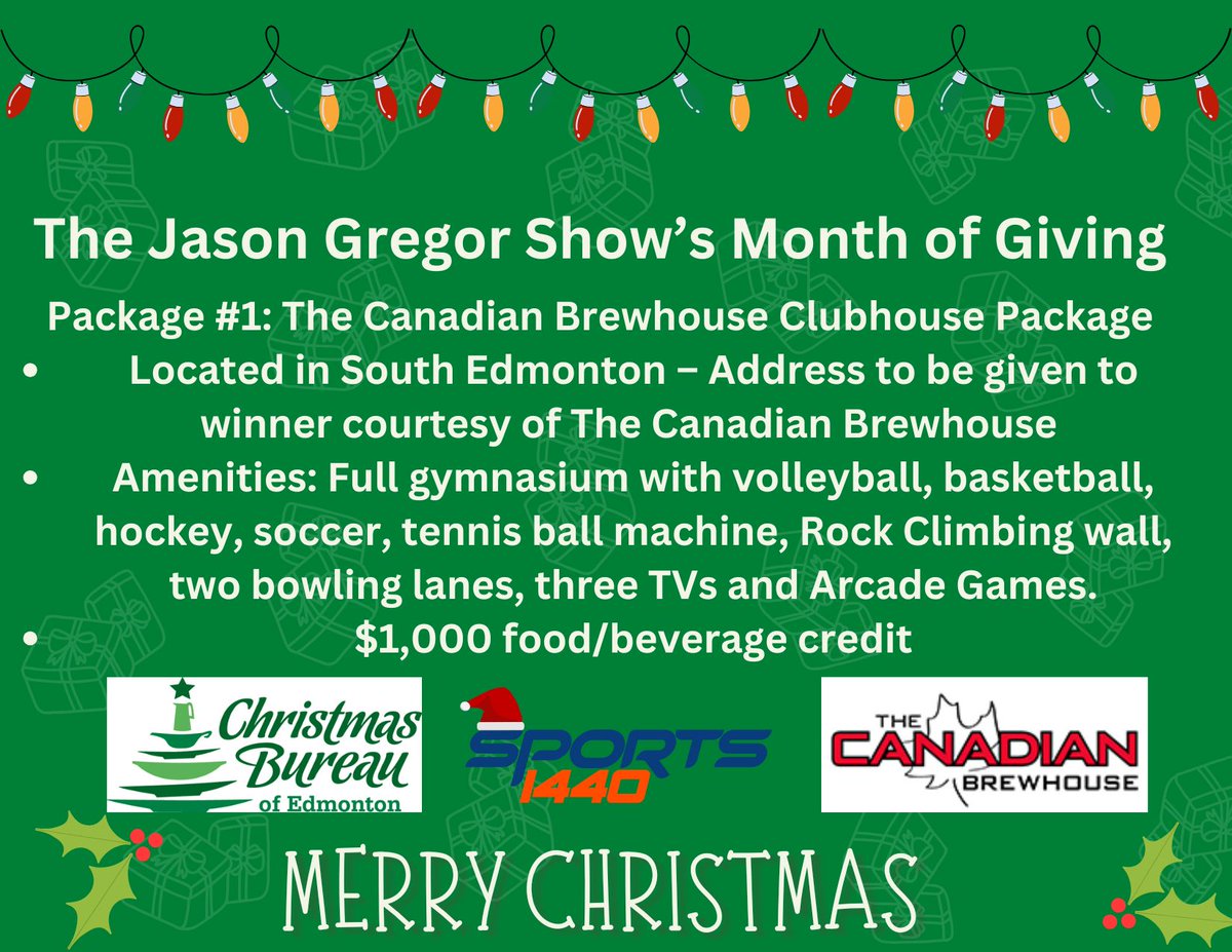 Connor Halley (@connorhalley) on Twitter photo Today in the <a href="/JasonGregor/">Jason Gregor</a> Shows Month of Giving, two great packages from the <a href="/TheCDNBrewhouse/">The Canadian Brewhouse</a>, Wood & Energy Store, and Collectio Wine & Spirits as we raise money for The <a href="/ChristmasBureau/">Christmas Bureau</a> & Gregor's Grads! You can bid at 1-833-401-1440 between 2-6 today! Today in the <a href="/JasonGregor/">Jason Gregor</a> Shows Month of Giving, two great packages from the <a href="/TheCDNBrewhouse/">The Canadian Brewhouse</a>, Wood & Energy Store, and Collectio Wine & Spirits as we raise money for The <a href="/ChristmasBureau/">Christmas Bureau</a> & Gregor's Grads! You can bid at 1-833-401-1440 between 2-6 today!