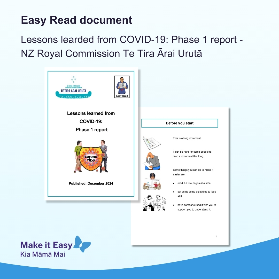 makeiteasynz's tweet photo. The Royal Commission of Inquiry into #COVID19  Lessons Learned has finished Phase 1 of a report into what NZ can do better for future pandemics

You can find an #EasyRead summary of this report at https://t.co/2F8YKnutHD

You can find the full report at https://t.co/V6cTFVAX7D https://t.co/fnzENIX6SS