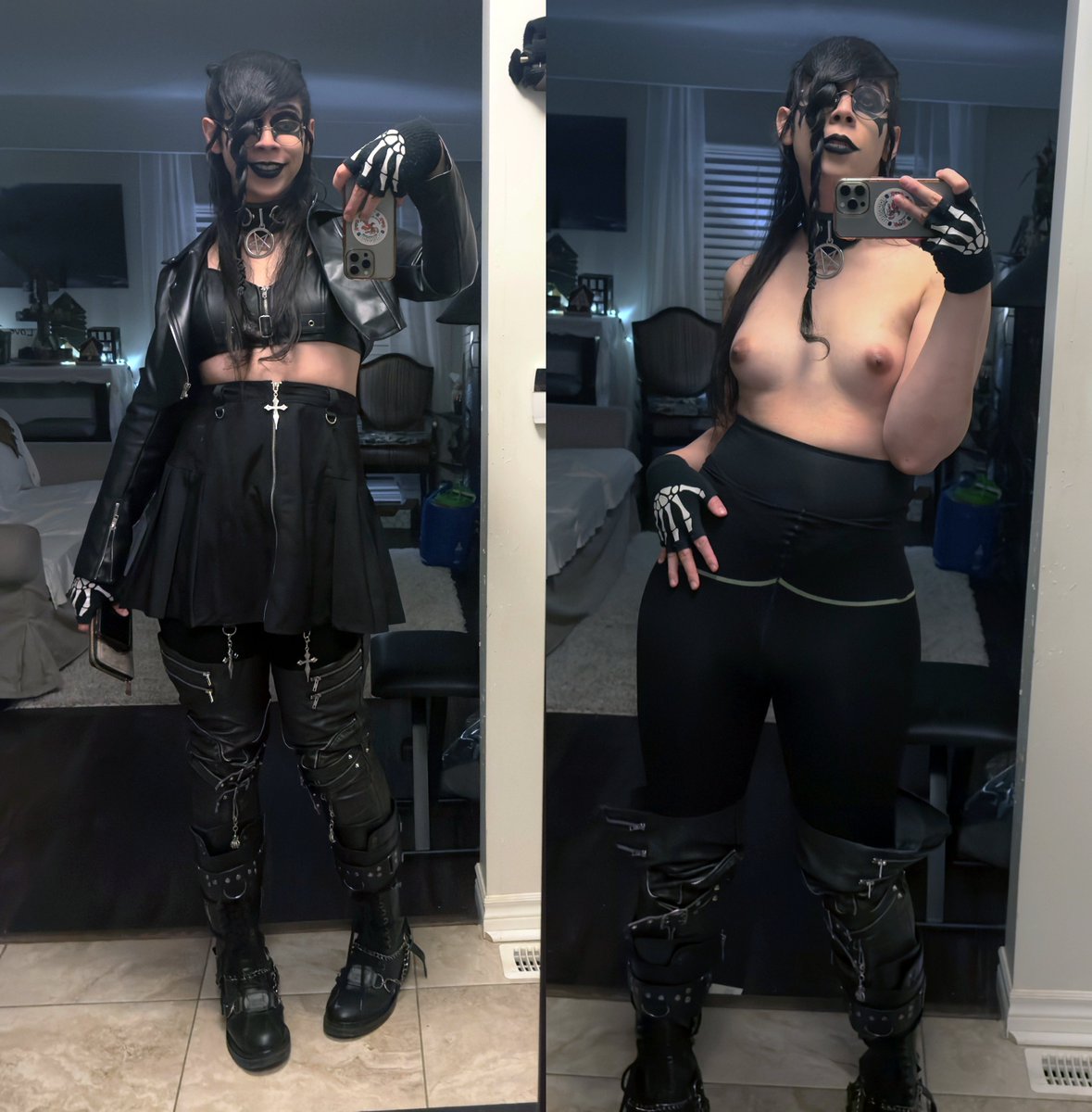RayraySugarbutt's tweet photo. Two things: 

1) I'm really in my feminized Edward Scissorhands era lately. 🧛‍♀️🦇🐦‍⬛

2) Holy shit my rack looks great now what the fuck 🥛🥛🥛 https://t.co/vG8s2WbkMs