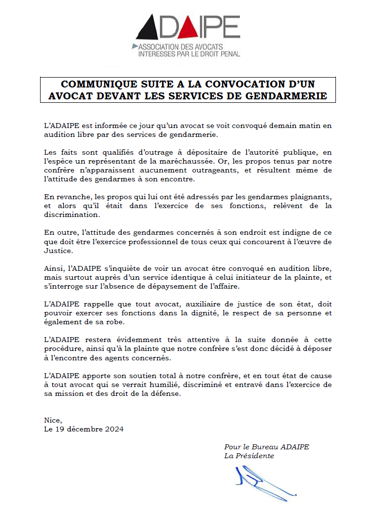 Soutient à notre confrère face à des méthodes qui n'ont pas leurs places dans un État de Droits !!
<a href="/OrdreavocatsN/">Barreau de Nice</a> <a href="/cnb/">cnb</a> <a href="/fnuja/">Fédération Nationale des Unions de Jeunes Avocats</a> <a href="/syndicatavocats/">Le SAF</a>
