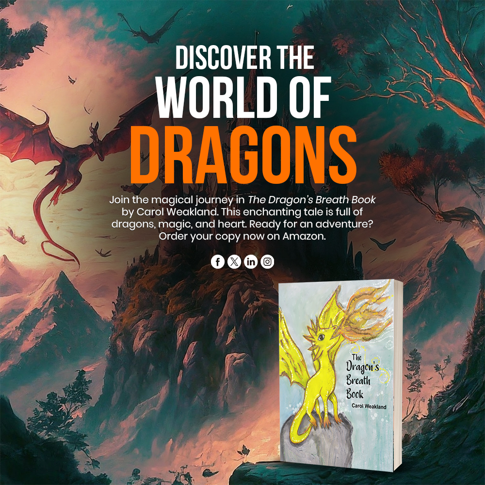 carollweakland's tweet image. Join the magical journey in The Dragon’s Breath Book by Carol Weakland. This enchanting tale is full of dragons, magic, and heart. Order your copy now on Amazon. 

Available Now On Amazon : bit.ly/4bpQyyn

#YACommunity #FantasyBookshelf #DragonsGalore #FantasyMagic
