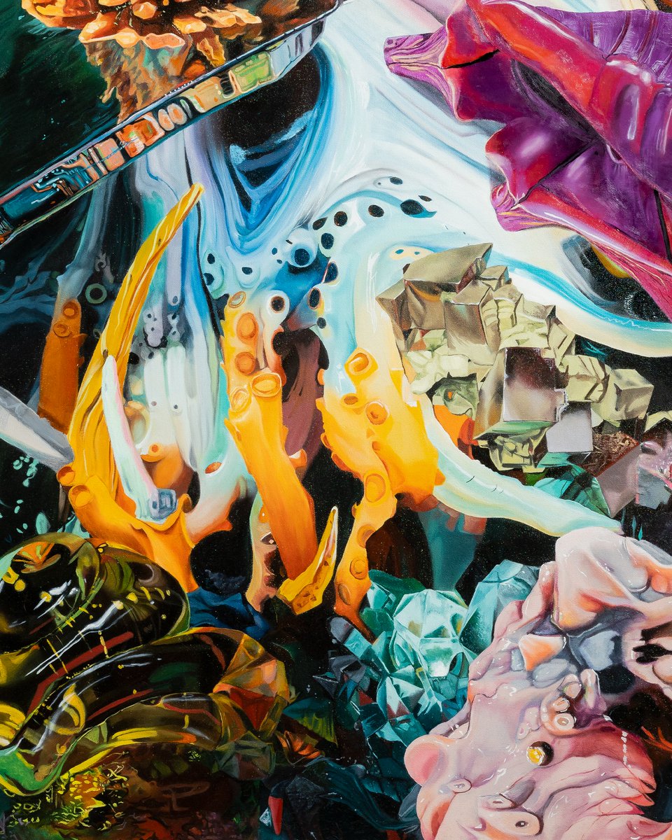 studioantimundo's tweet photo. One of my works currently on view at the exhibition "Ghosts of Futures Past" at @GarageRotterdam 

Antimundo 00U
Oil paint on canvas. 120x85cm
2023

The images in the #Antimundo reimagine the ‘natural’ by understanding it as continuum from artificial to biological to mineral. https://t.co/s1nzIeVQCF