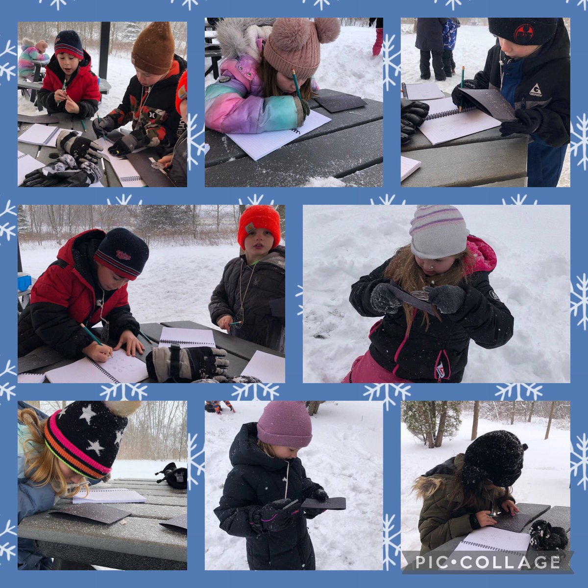 2nd-graders had a blast observing &amp; drawing snowflakes &amp; looking for animal tracks in the snow! #theMESway