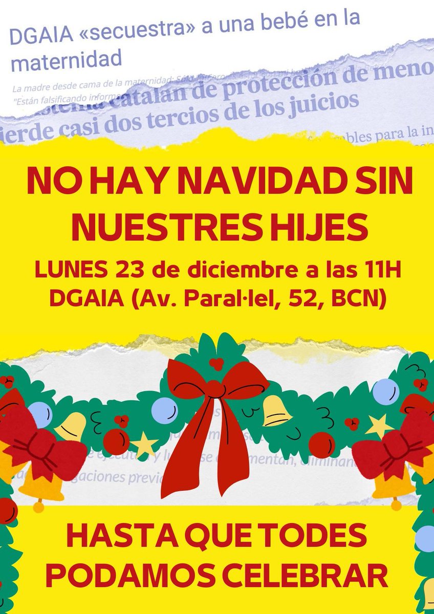 Concentración nada que celebrar!
📆  Lunes 23 diciembre
🕒 11h
📍DGAIA (Av Paral.lel 52)

Empiezan las fiestas y no queremos que la DGAIA cierre con la conciencia tranquila. Nos encontraremos en sus puertas y gritaremos que no son criaturas desemparadas,  son robadas.