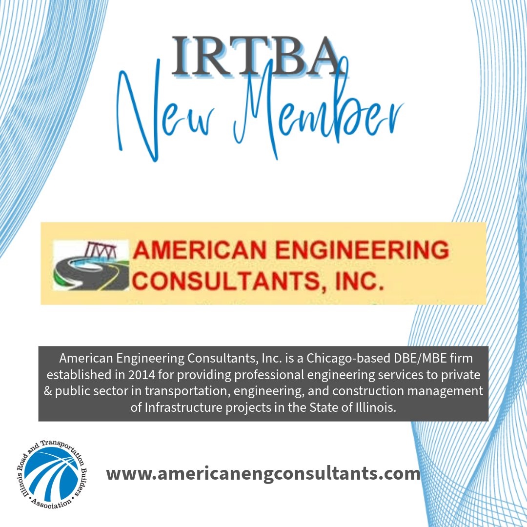 🎉We would like to welcome one of our newest members #AmericanEngineeringConsultantsInc to IRTBA! 🎉

Learn more at americanengconsultants.com.