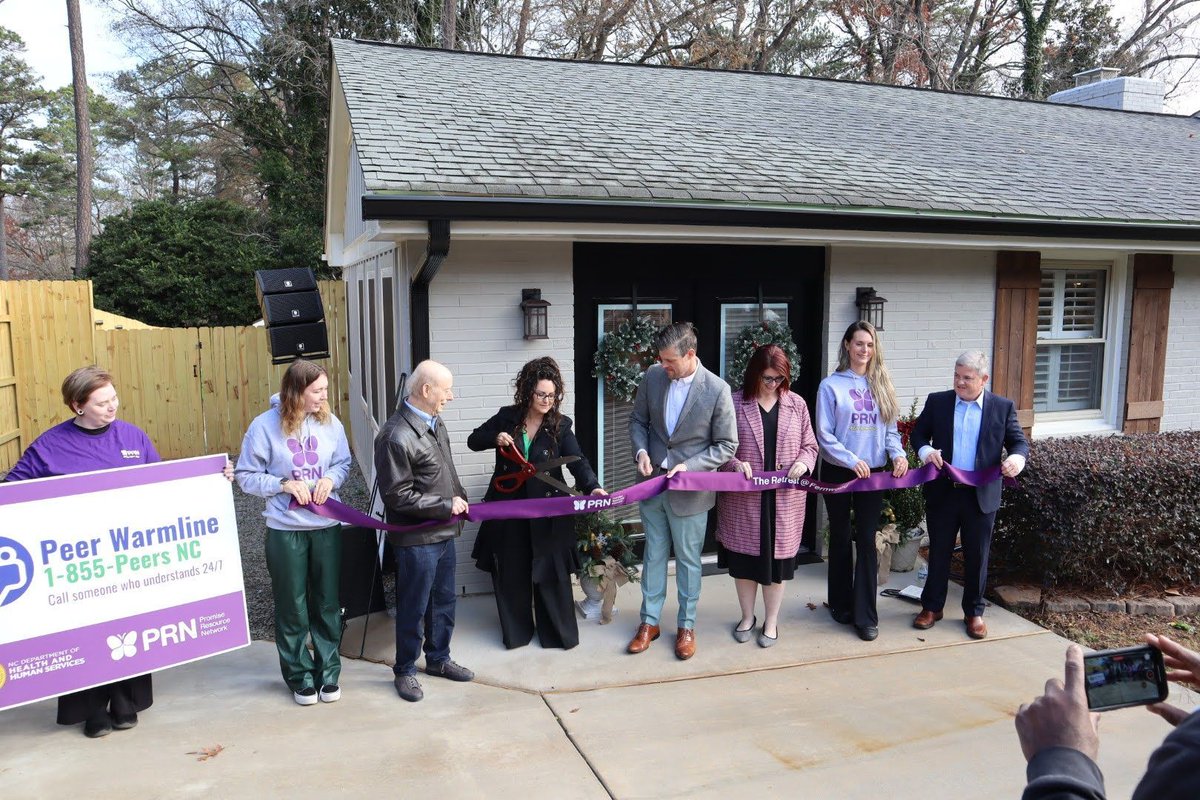 Alliancebhc's tweet photo. Alliance was proud to participate in today's ribbon cutting of a new Peer Support Respite in Wake County. This was a partnership between Alliance, @ncdhhs, and @PRN_recovery. 

Learn more about this innovative program and the home-like setting they offer.
https://t.co/9yEMDNHjnH https://t.co/mhwobb2rIW