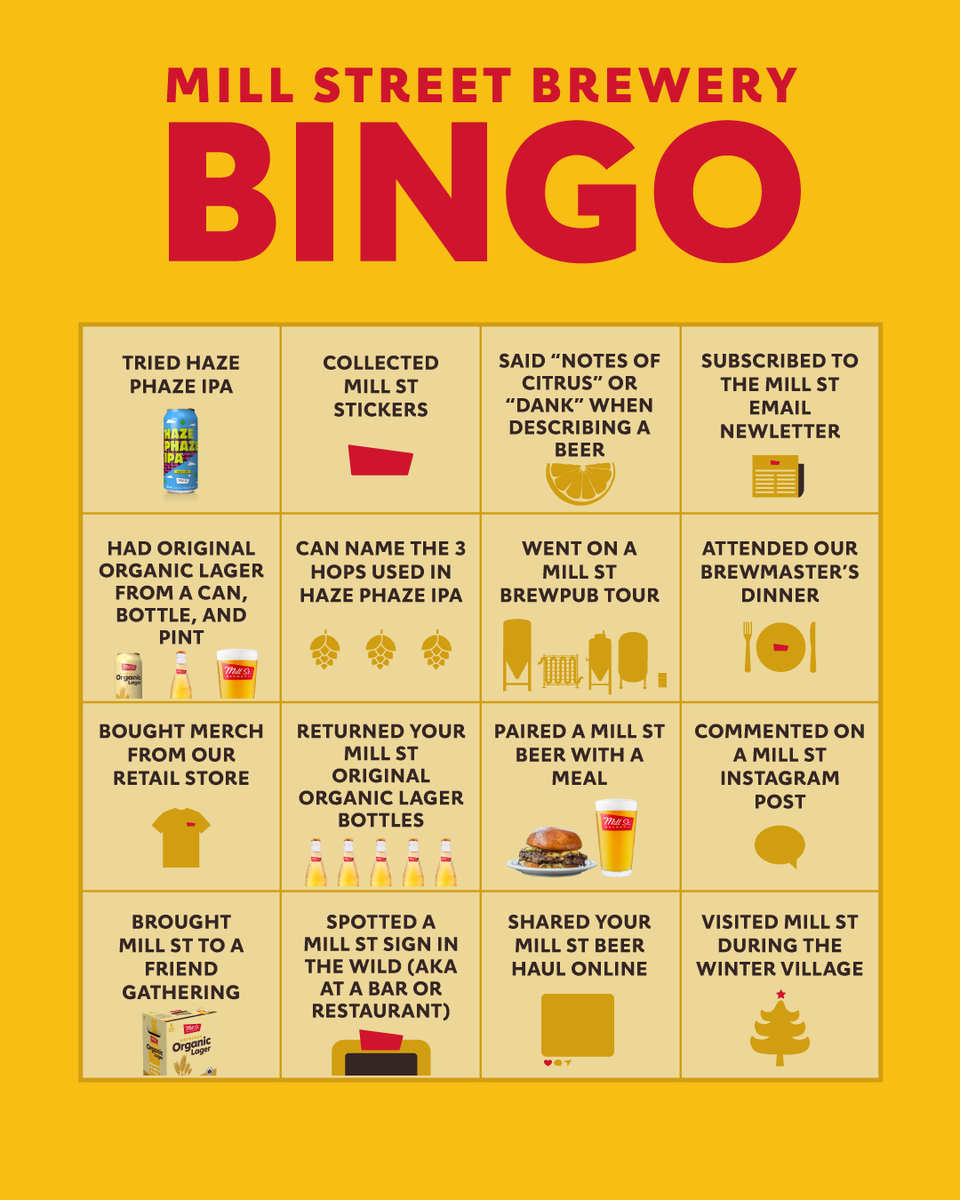 B-I-N-G-O! Can you get four in a row on our 2024 Mill Street Bingo Card?