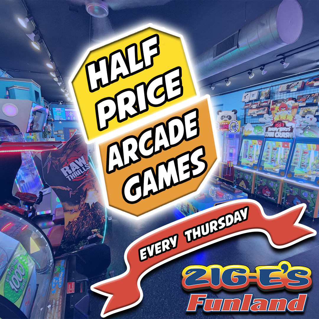 Double the fun for half the price! Join us at Zig-E’s Funland today and every Thursday for HALF OFF arcade play. Grab your friends, bring your A-game, and let the good times roll! 
#ZigesFUN #NWI #HalfOff