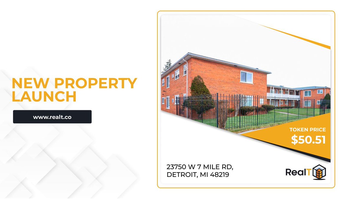 RealTPlatformSP's tweet photo. 🎉 ¡Gran noticia! Mañana, miércoles 20 de diciembre, a las 3 PM UTC, un nuevo inmueble llega al marketplace de RealT.

🙌🏻 Presentamos 23750 W 7 Mile, una residencia multifamiliar en Detroit. ¿Listo para agregarla a tu portafolio?

‼️ Recuerda que con tu compra, por cada token que adquieras, recibirás 1 REG. 

🌐 https://t.co/R5raU7AQKK 

#RealT #InvestWithRealT #PropertyTeaser