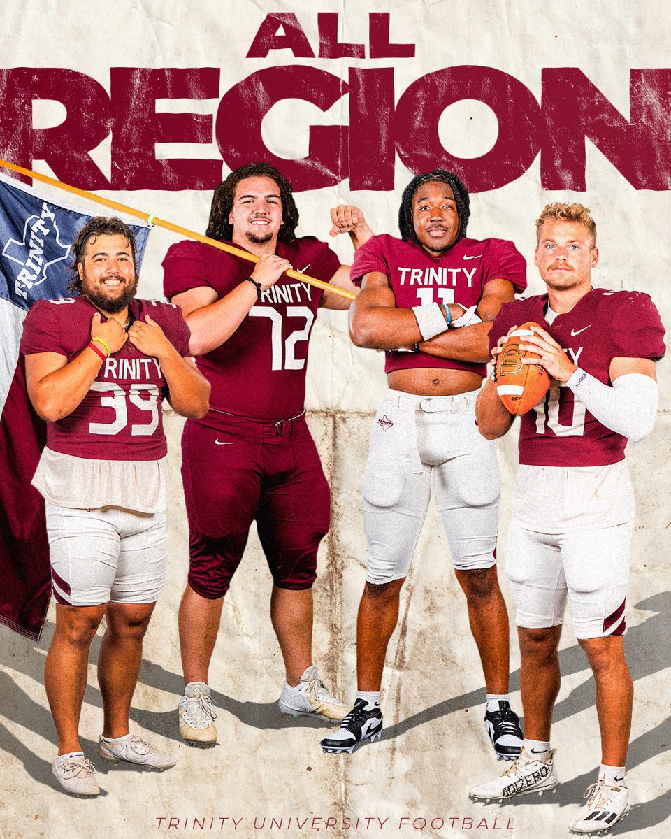 Trinity University Football (@tufootballtx) on Twitter photo Congratulations to the 4 #TFM that received <a href="/d3football/">D3football.com</a> All-Region!
#BeTheStandard #TigerPride Congratulations to the 4 #TFM that received <a href="/d3football/">D3football.com</a> All-Region!
#BeTheStandard #TigerPride