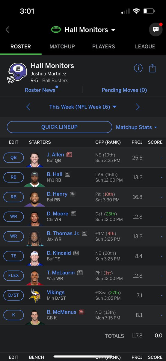 tylerxmartinez's tweet photo. @17gamepace @AustinAbbottFF In a bit of a pickle choosing WRs and flex. Terry against Philly has me nervous. Your opinion? https://t.co/kwQyKG5zHm