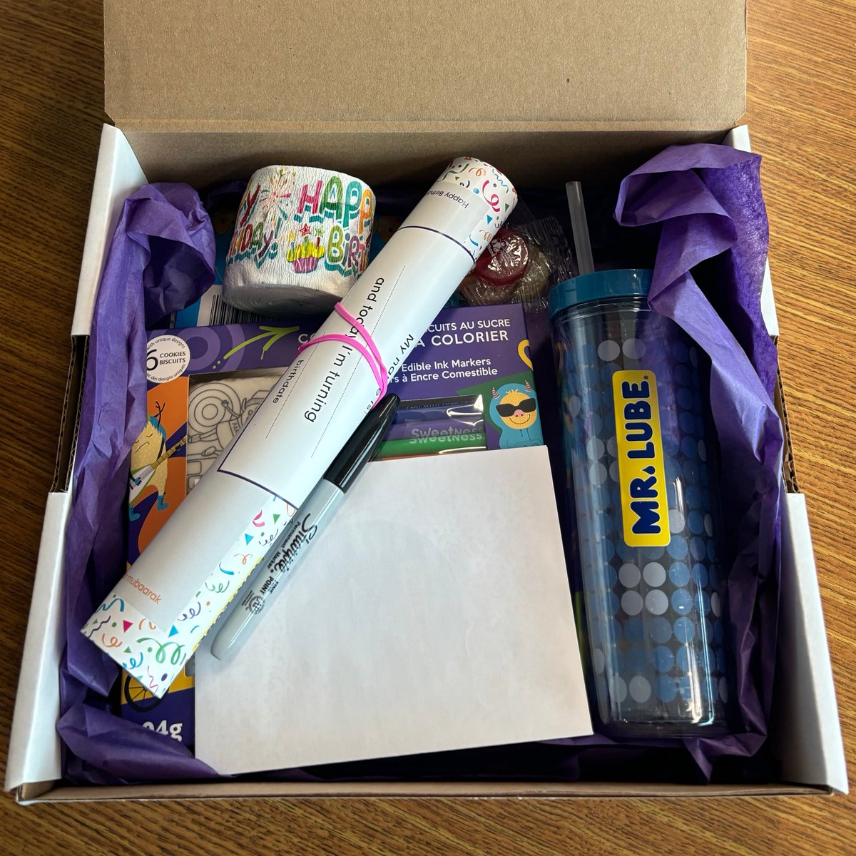 Birthdays are a bit different when you spend them in Hospital, but thanks to <a href="/mrlube/">Mr. Lube</a>, Stollery birthdays are a bit brighter!

Their birthday box sponsorship gives Stollery Child Life team celebratory items to share with patients on their special day! Thank you, Mr. Lube. 💜🎂