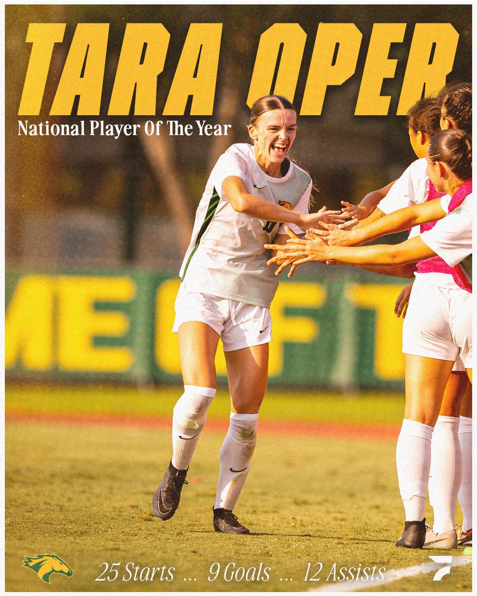 FloFC_'s tweet photo. Have yourself a year, Tara Oper 👏🏆

The Cal Poly Pomona forward is finishing the 2024 season a national champion &amp; as the national player of the year. She started all 25 games, netted 9 goals, and had 9 assists this season. Truly 1 of 1 🙌

#CCAAFC | @goccaa | @cppbroncos https://t.co/K58CsrZx9u