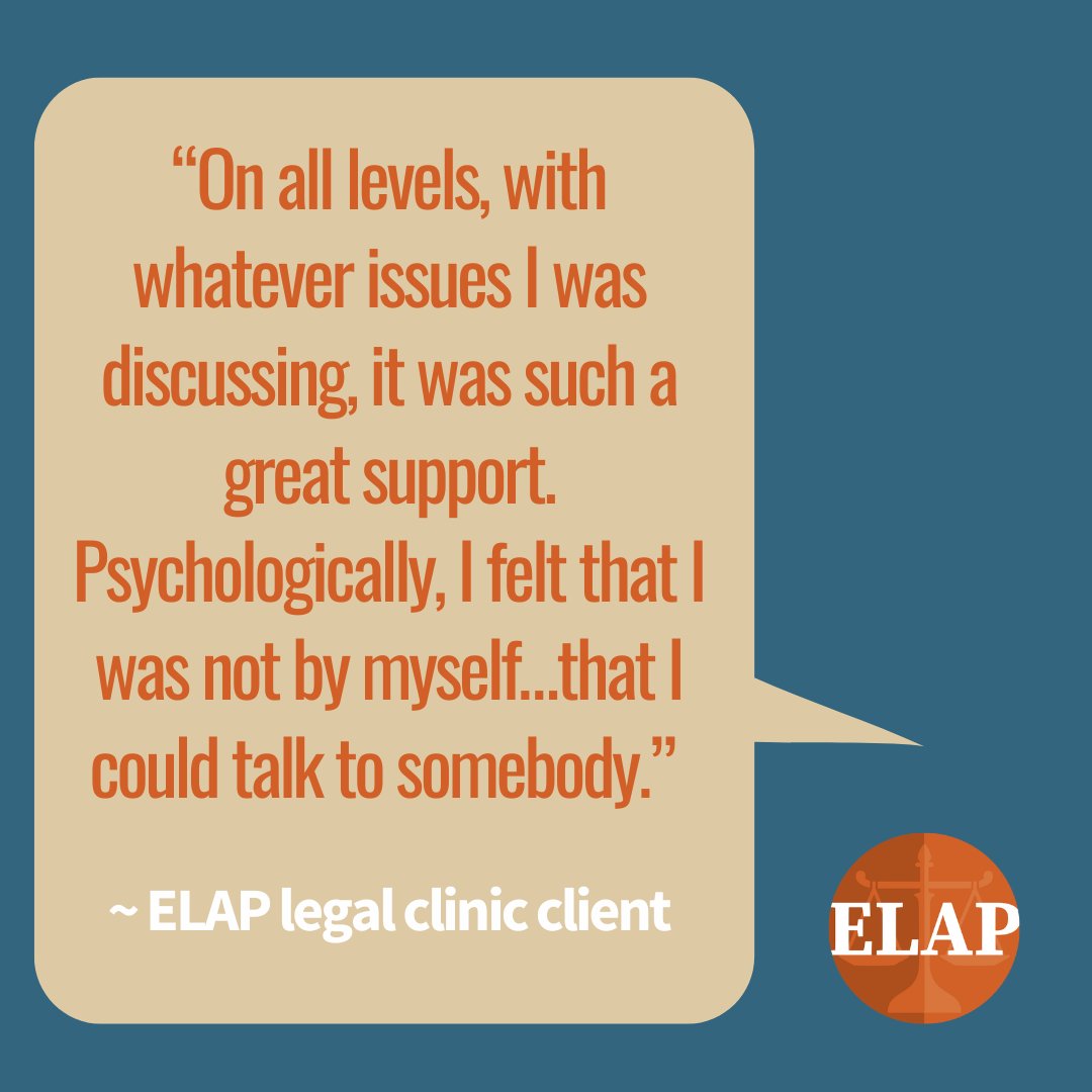 ELAP provides free legal help to hundreds of King County community members every year through our 22 monthly legal clinics. 

Want to join our work? 

Learn how you can get involved: elap.org/join-our-cause
