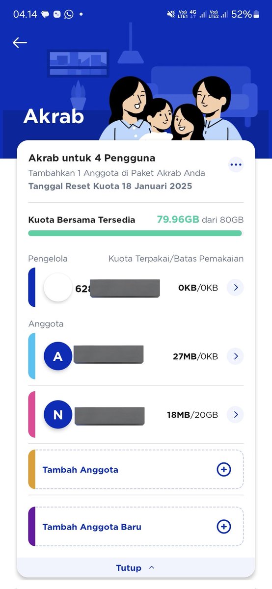 gaiskaputra's tweet photo. Xl akrab,fresh baru aktif kuota lokal up to 42, 55k, kuota bersama per anggota 20gb , my rewards 14 gb, total per anggota up to 80 gb tergantung area,bisa add dulu, no scam.
#zonauang #zonajajan #akrabxl #paketakrab #xlakrab https://t.co/Hv6Nre5H35