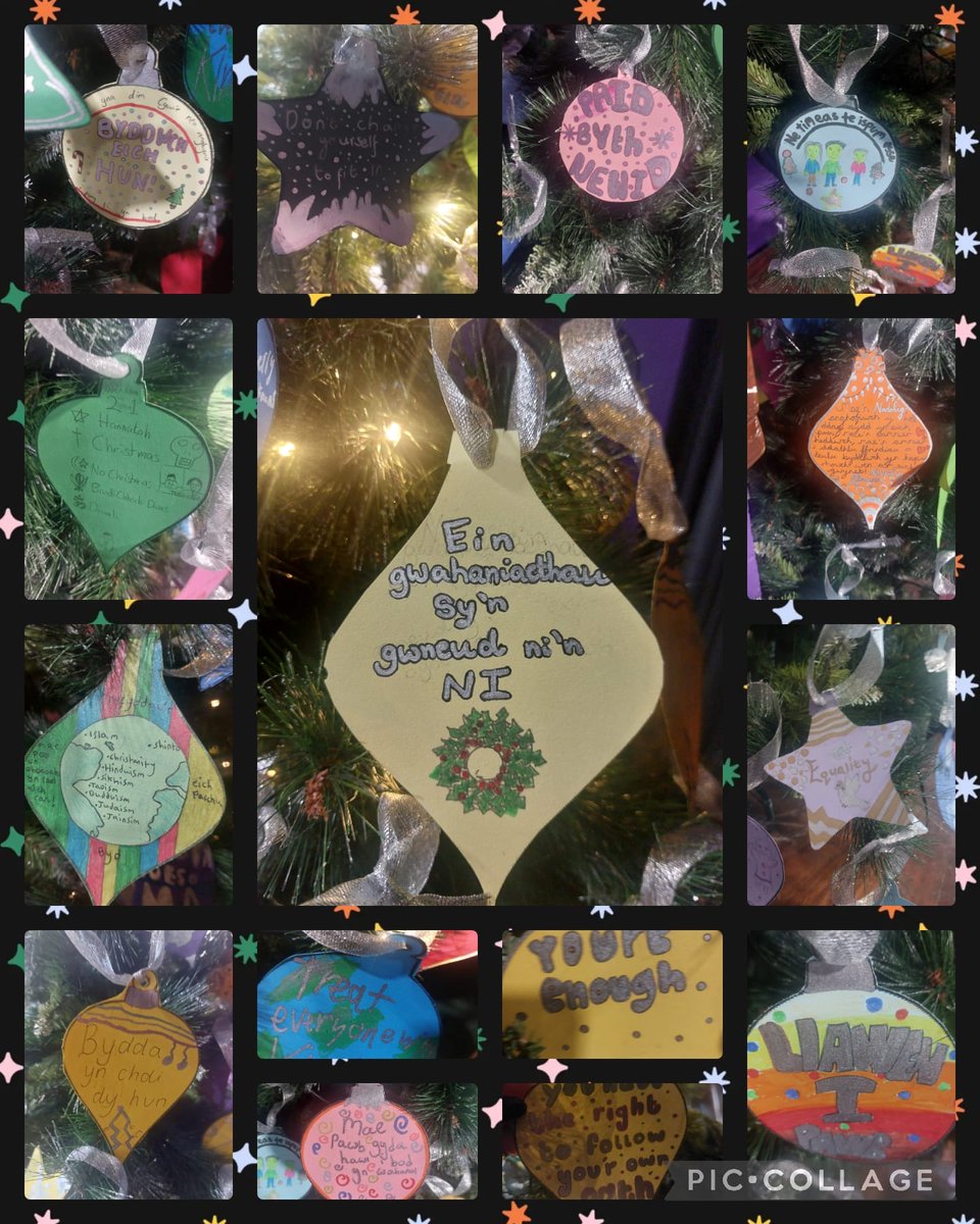Rhai enghreifftiau o addurniadau er mwyn cyfleu neges o undod dros y Nadolig gan ein disgyblion Blwyddyn 8. Hyfryd! 🤩

Some of the decorations created by year 8 pupils to convey  a message of unity over Christmas. Beautiful! 🤩