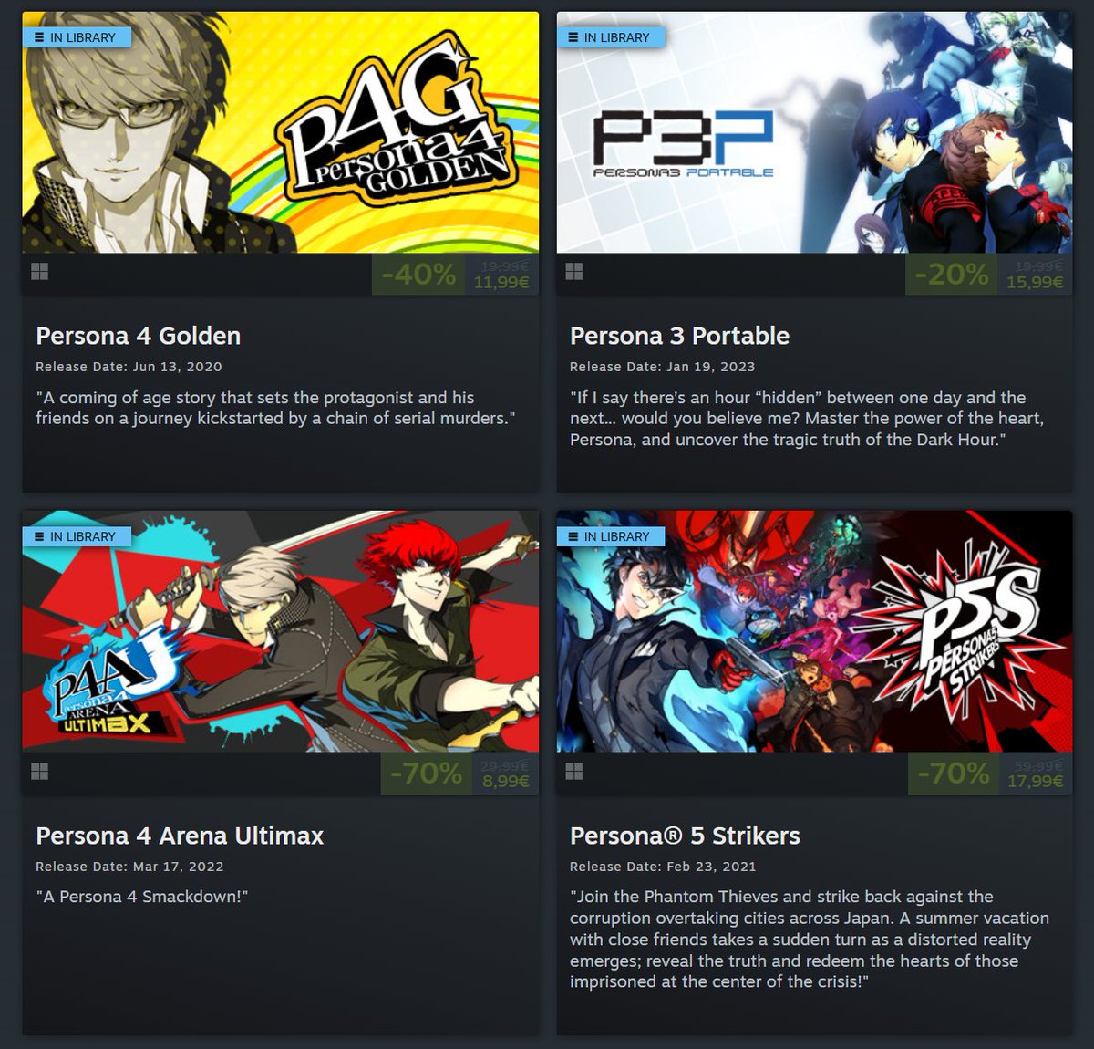 ScrambledFaz's tweet photo. All Atlus games on sale on the Steam Winter sale https://t.co/1vHqNbQgjG