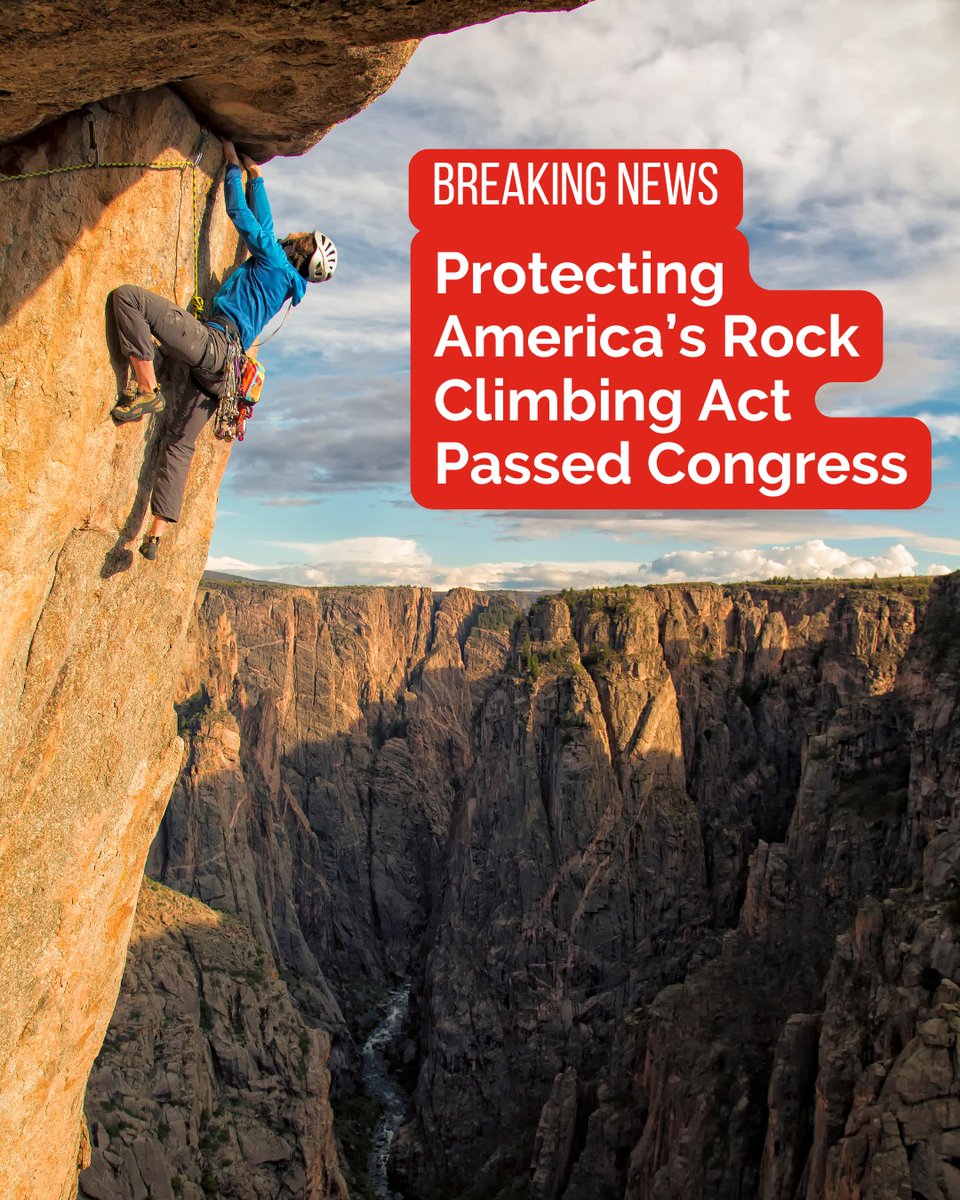 Access Fund (@accessfund) on Twitter photo The Protecting America's Rock Climbing Act just passed Congress!
We want to thank @RepJohnCurtis, <a href="/RepJoeNeguse/">Rep. Joe Neguse</a>, <a href="/SenJohnBarrasso/">Sen. John Barrasso</a>, <a href="/SenatorCantwell/">Sen. Maria Cantwell</a>, <a href="/JohnBoozman/">Senator John Boozman</a>, <a href="/Sen_JoeManchin/">Senator Joe Manchin</a>, and <a href="/SenatorHick/">Senator John Hickenlooper</a> for standing up for climbers and moving this legislation forward. The Protecting America's Rock Climbing Act just passed Congress!
We want to thank @RepJohnCurtis, <a href="/RepJoeNeguse/">Rep. Joe Neguse</a>, <a href="/SenJohnBarrasso/">Sen. John Barrasso</a>, <a href="/SenatorCantwell/">Sen. Maria Cantwell</a>, <a href="/JohnBoozman/">Senator John Boozman</a>, <a href="/Sen_JoeManchin/">Senator Joe Manchin</a>, and <a href="/SenatorHick/">Senator John Hickenlooper</a> for standing up for climbers and moving this legislation forward.