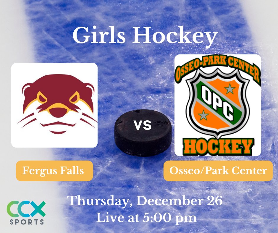CCX Sports (@ccxsports) on Twitter photo Join us as we cover the Armstrong/Cooper Holiday Classic tonight!
The first game is Fergus Falls vs. <a href="/opcgirlshockey/">OPC Girls Hockey</a> on CCX1 (Comcast 12sd/ 799hd). Games can also be streamed at online at ccxmedia.org/watch-live
<a href="/isd544otters/">Fergus Falls Schools</a> Join us as we cover the Armstrong/Cooper Holiday Classic tonight!
The first game is Fergus Falls vs. <a href="/opcgirlshockey/">OPC Girls Hockey</a> on CCX1 (Comcast 12sd/ 799hd). Games can also be streamed at online at ccxmedia.org/watch-live
<a href="/isd544otters/">Fergus Falls Schools</a>