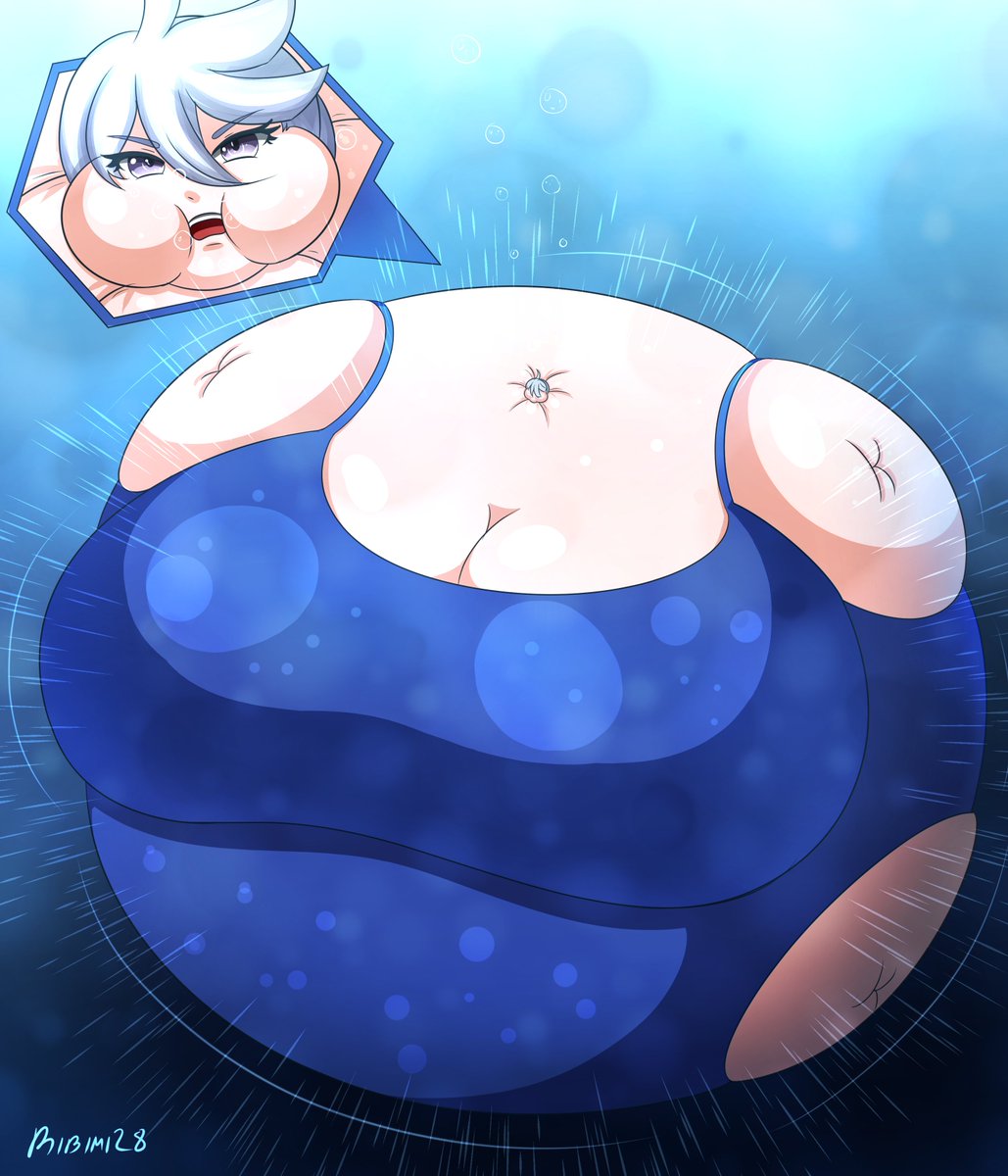 Cellshading Commission for <a href="/jimjams25/">JimJams</a> who requested an Inflated Adult Miorine thats surfacing onto the water surface from below.