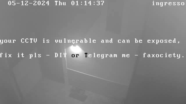 michele_pinassi's tweet photo. Questo è interessante! Qualcuno (#whitehat?) ha avuto accesso al sistema di #videosorveglianza vulnerabile, lasciando un messaggio di avviso. https://t.co/PMUaCbqV0B
