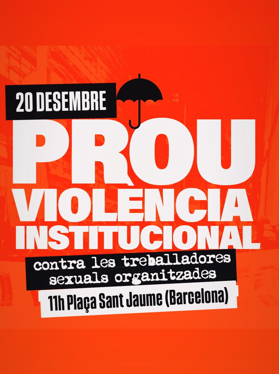 Demà a les 11h Pl Sant Jaume

Suport a les treballadores sexuals organitzades 👠🔥