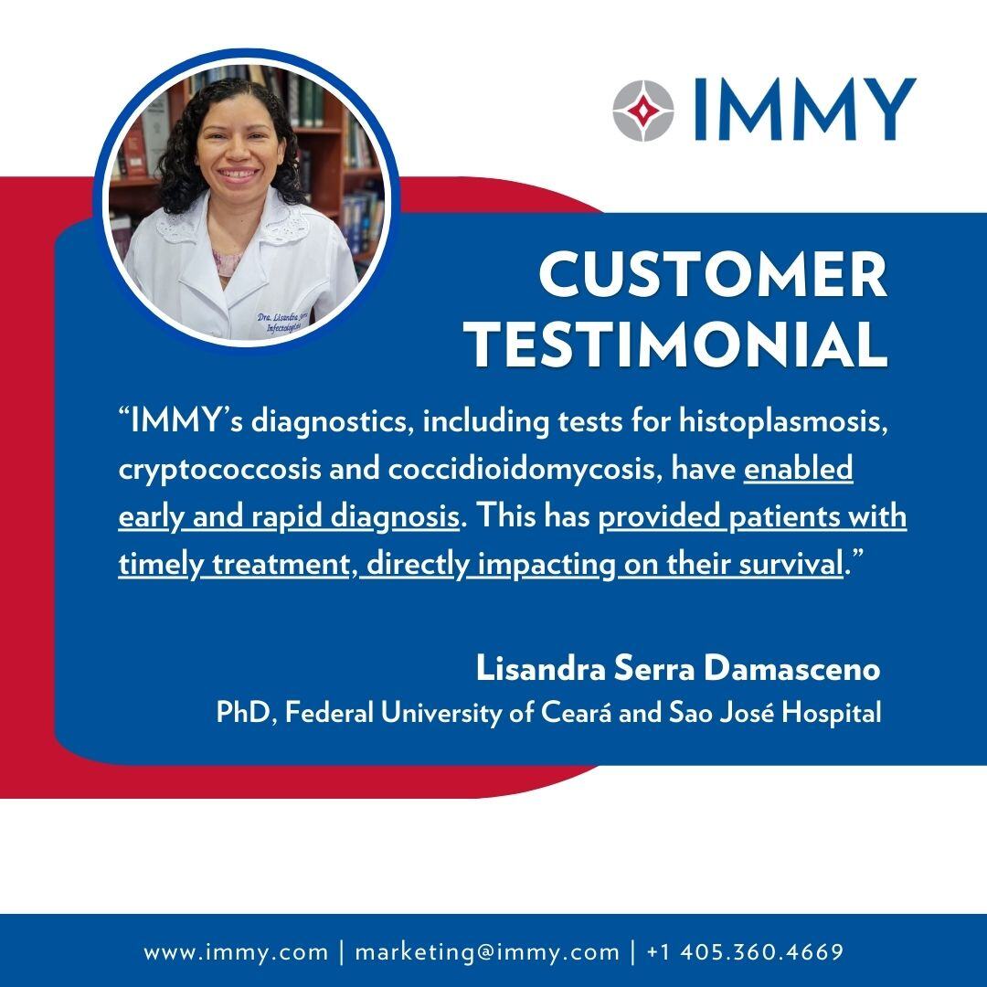 IMMYdiagnostics's tweet photo. At IMMY, we are committed to improving health outcomes worldwide through innovative #fungaldiagnostics. Thank you, Dr. Damasceno, for sharing how IMMY is making a difference in patient care. ๐ Discover our solutions: https://t.co/VsC1Q8la1V
#Mycology #ThinkFungus #TestFungus https://t.co/gfmzMAA3P7