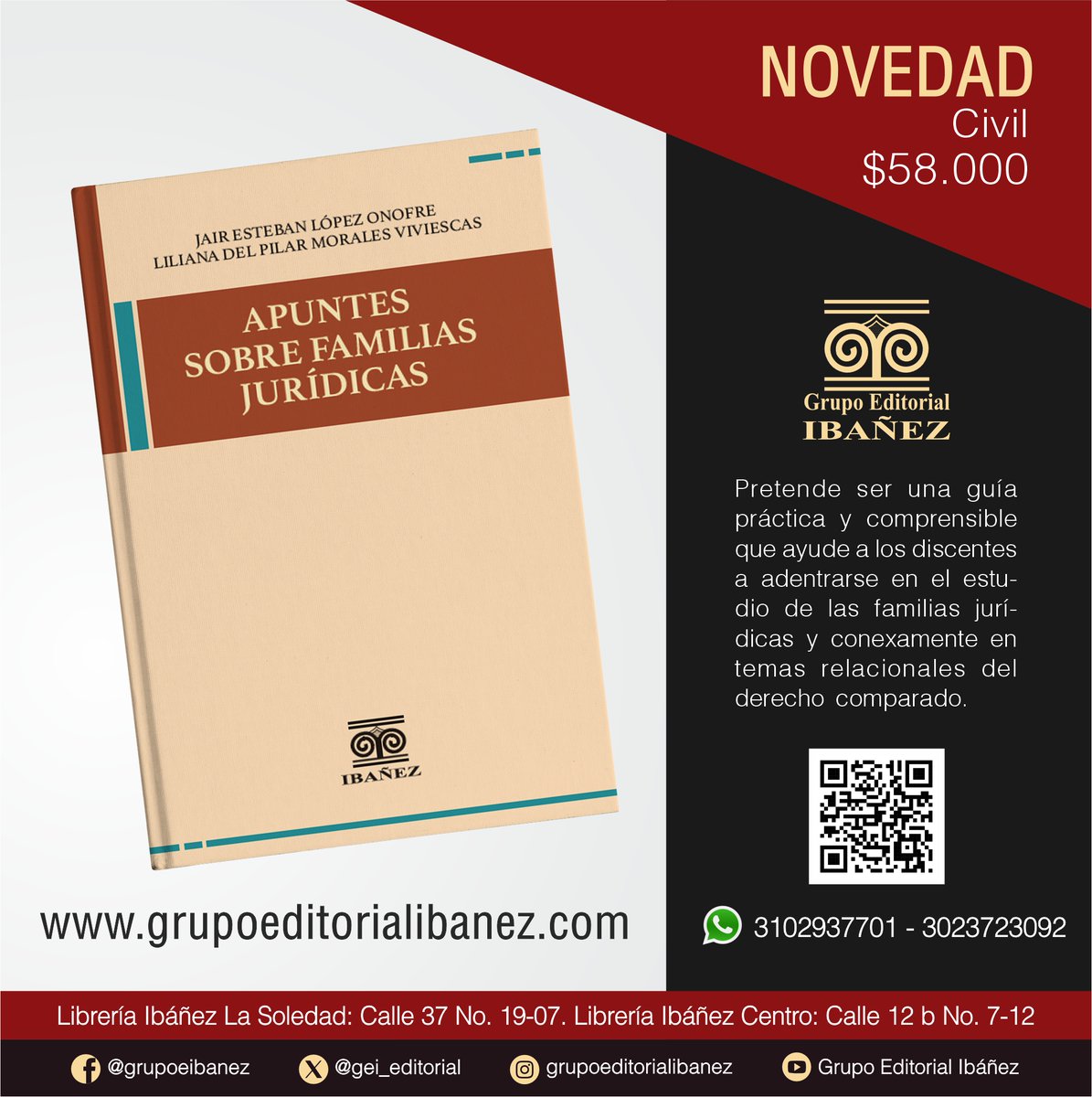 Les presentamos la novedad de la semana en #derechocivil 👨‍⚖️

Puedes conocer más sobre el contenido de este libro 📕✅ y adquirirlo escaneando el código QR 📱 o en grupoeditorialibanez.com #librosderecho #Derecho