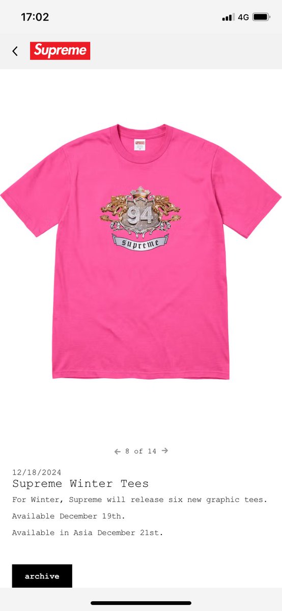 wanganusamin's tweet photo. 今週土曜日発売のシュプリームのウィンターTee、BOX LOGOやケイトモスがない・・・楽しみにしてたのに😢
けどイエローのクレストTeeに惹かれる🤔 https://t.co/PBhKdm3U3H