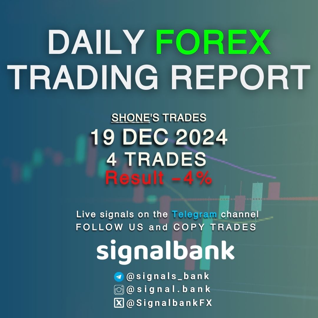 SignalbankFX's tweet photo. Daily #shone's Report; 19 Dec 2024     

4 trades / 1% RISK RULE / total result ; -4%

It wasn’t a good day, but no problem; we’ll continue with the 1% risk rule. #money_management 

#forex #gdp #EURUSD https://t.co/PBQKEOOLnc