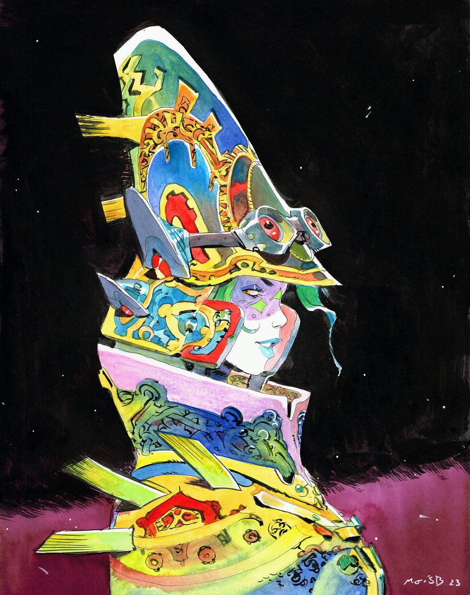 Starwatcher. Inspired by Moebius
#watercolor