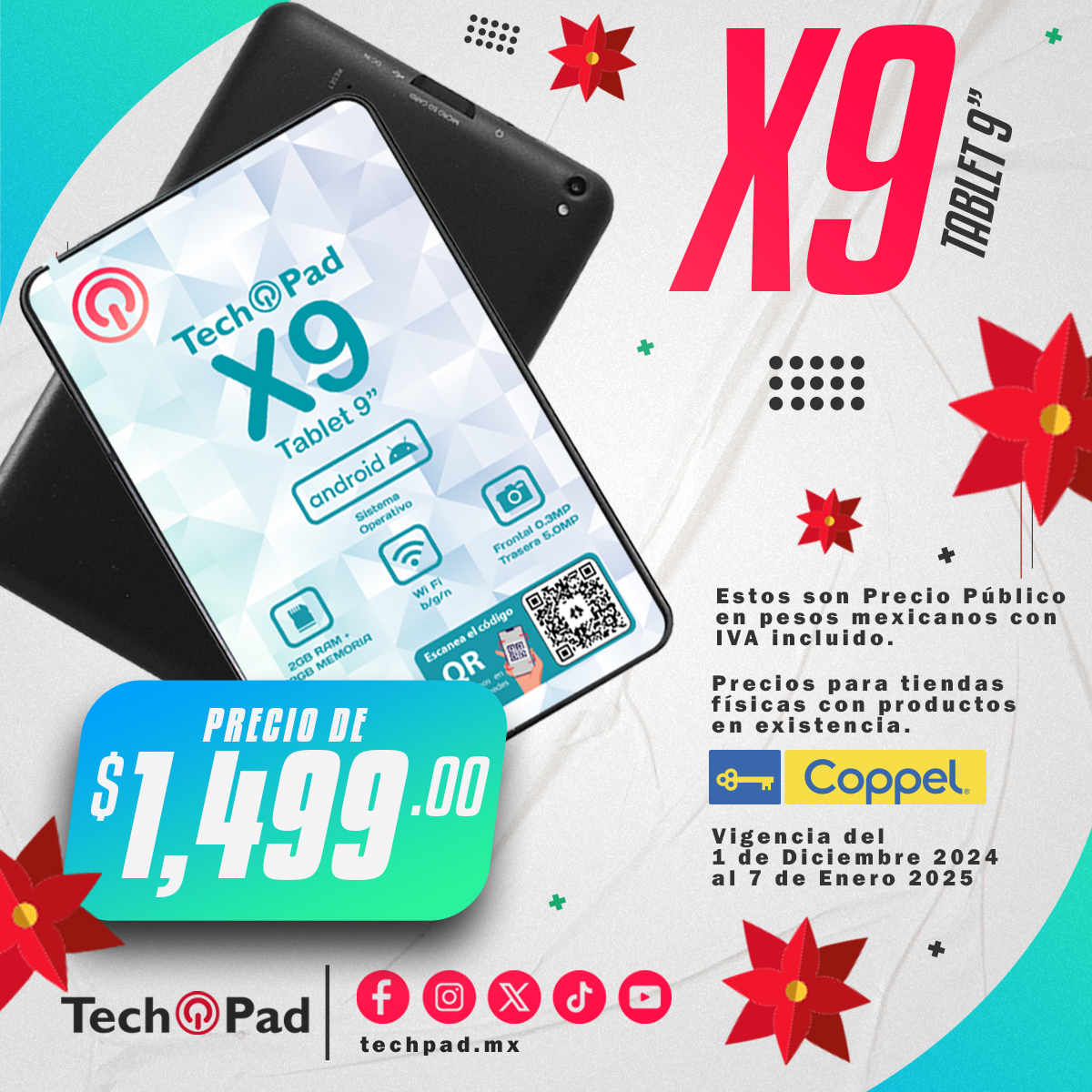 TabletsTechPad's tweet image. ¡Regala en estas fechas una maravillosa tablet! 🎁🎁🎁

techpad.mx

* Precio Público en pesos mexicanos con IVA incluido.
* Precios para tiendas físicas con productos en existencia.
* Vigencia hasta 7 de Enero 2025.

#TechPad
