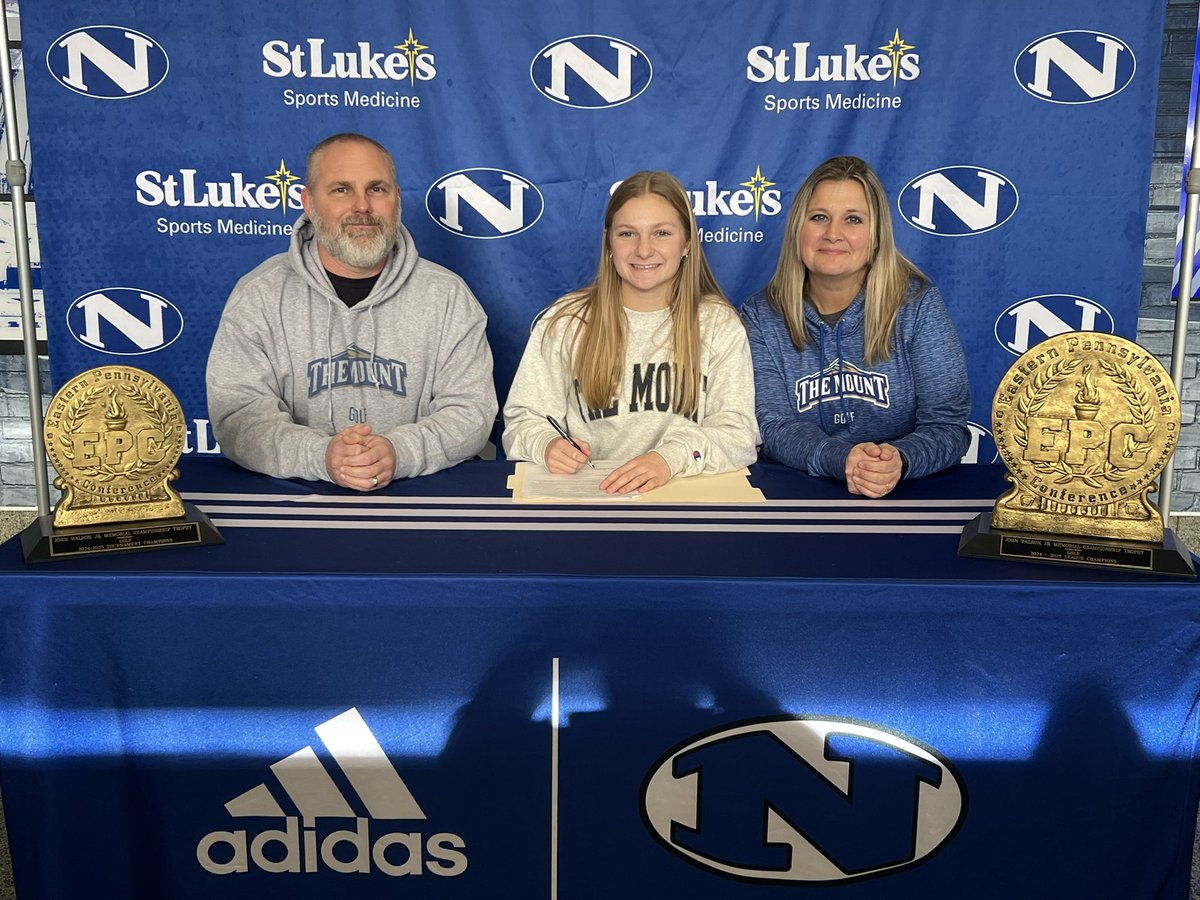 NAHSBlueEagles's tweet photo. Congratulations Camryn Hoff who signed her National Letter of Intent to continue her academic &amp; golf career at Mount St. Mary’s University! Hard work pays off yet again! #NazarethProud #GoBlueEagles https://t.co/c3qdg5P84O