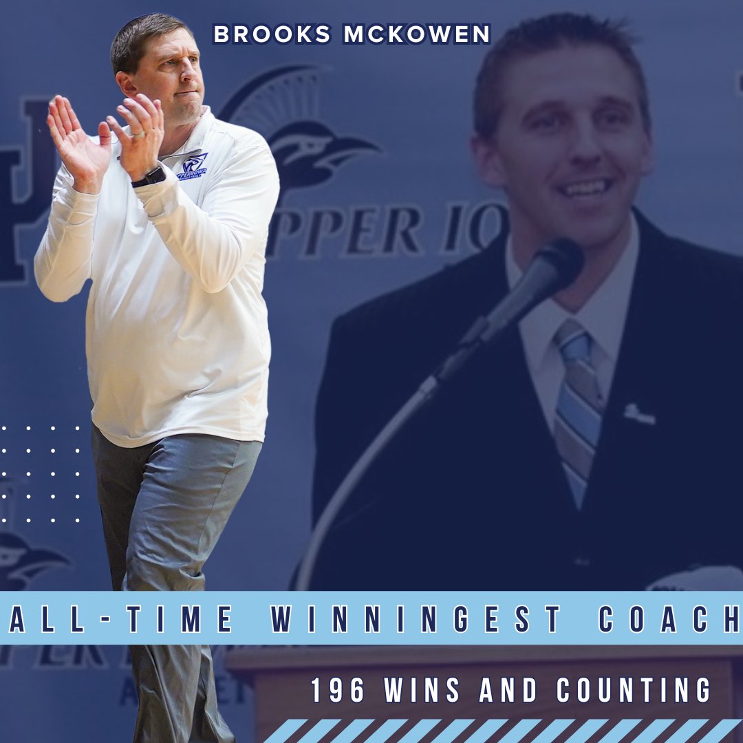 Brooks McKowen becomes the Upper Iowa men’s basketball program’s all-time winningest coach with his 196th win over Roosevelt this afternoon. #FeathersUp