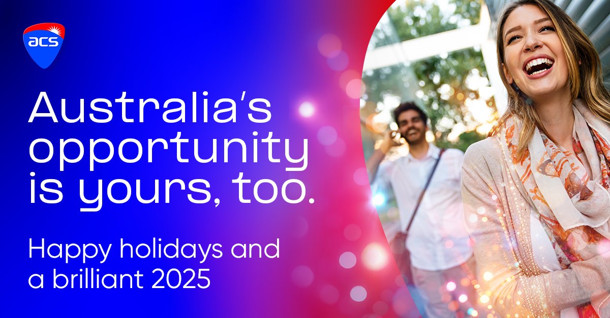 ACS (@acsnewsfeed) on Twitter photo We would like to wish everyone a safe and joyful holiday period.
Please note that the ACS offices will be closed during the Holiday period from the 20 Dec and re-open on 6 Jan. For any enquiries, please reach out to Member Services at member.services@acs.org.au We would like to wish everyone a safe and joyful holiday period.
Please note that the ACS offices will be closed during the Holiday period from the 20 Dec and re-open on 6 Jan. For any enquiries, please reach out to Member Services at member.services@acs.org.au